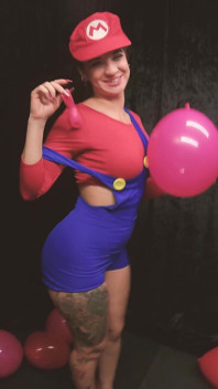 B2p mario bros cosplay kırmızı balonlar yüksek topuklu ayakkabılar patlatıyor