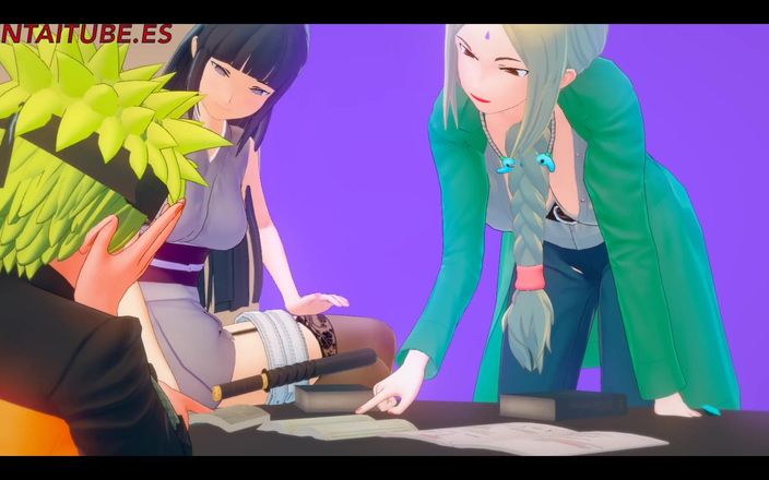 Yaoitube: Naruto hentai 3d - naruto hinata ve tsunade ile konuşurken masanın altında...