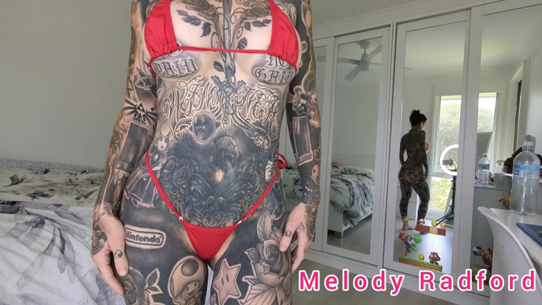 Melody Radford: Red and Black Micro Bikini Try on Haul with Big...