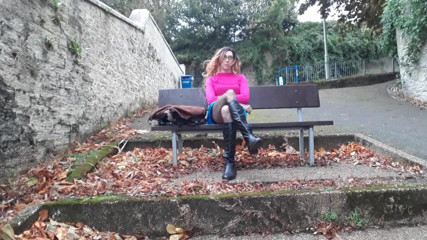 The Midnight Minx: Crossdresser outdoor flashing and wanking