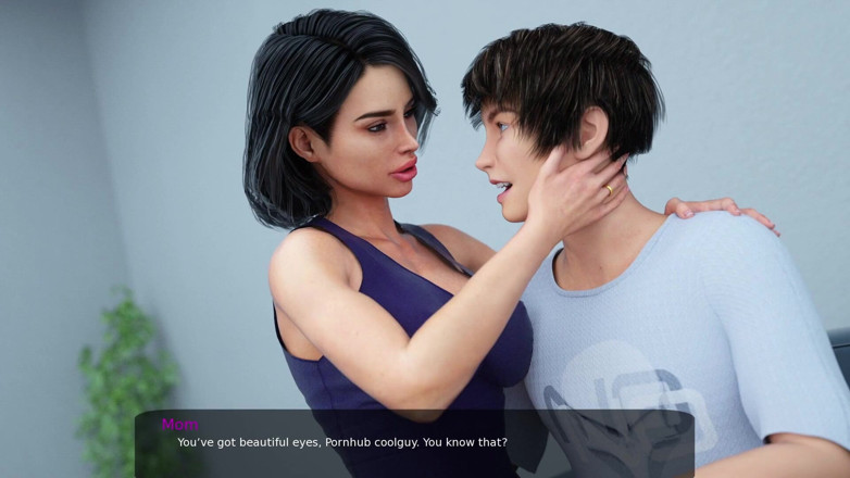 Porngame201: Milfy city - секс сцена No3 - мачуха цілується і дражнить - 3d хентай гра