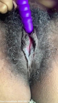 Close up Stimulating My Big Clit Hairy Pussy Creaming