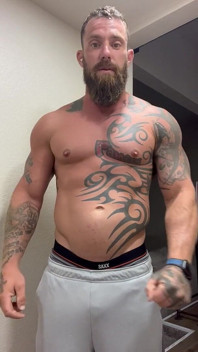 Tattooed Viking Flexes While Stroking for You