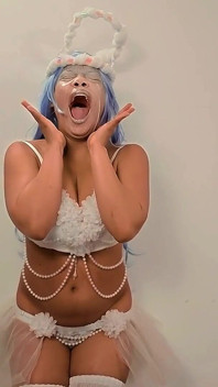 Angel Yawns Greatly Belly Fetish