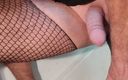 Dragontrainer: CD in Black Lingerie and Fishnets Teases and Squats on...