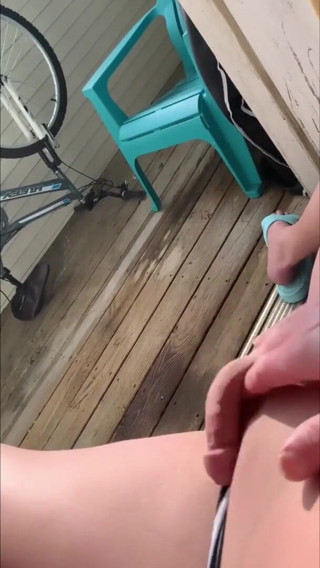 Lehassex: Smooth sexy femboy, under the sun on the balcony, plays...