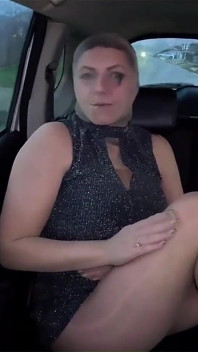 Risky Public Trip in Full Pantyhose Encasement Nylon Doll in the Car