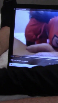 Gift to My Biggest Fan: Handjob in Gloves, While Is Watching One of My Vids, with Cumshot