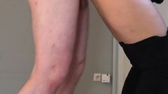 Curvy Girl in Tight Black Dress and Suede Overknee High Heel Boots Bend Over to Get Hot Cum on Ass - Projectfundiary