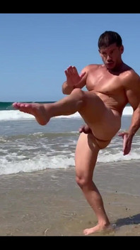 Work the Quads and Abs with Front Kicks Nude Workout #