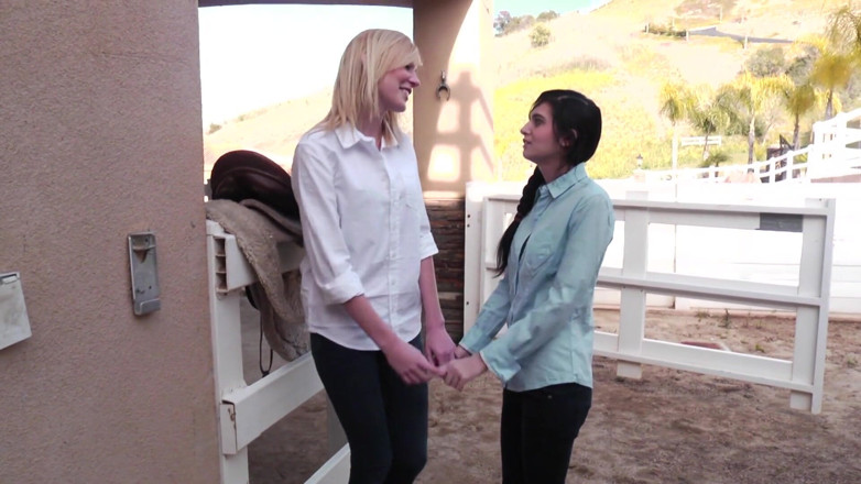 Girl on Girl: Two Beautiful Teens Get It Going in a Stable