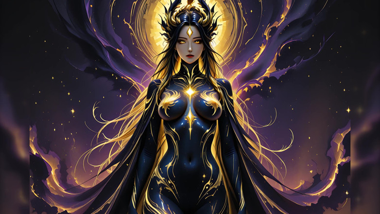 LustRender: Crystalline Golden braided body ke saath sundar nagn shoony mahaaraani