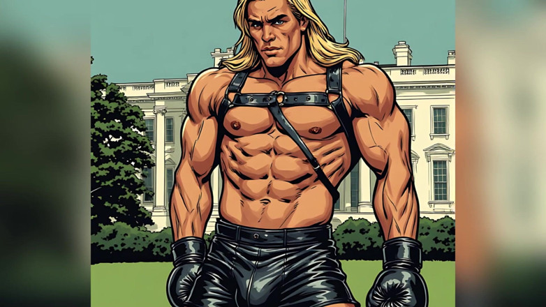 Erotic Man: Arte del estilo cómic de luchador de bulto en el...