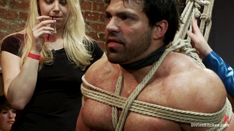 Divine Bitches by Kink: Male stripper punished by 40 women