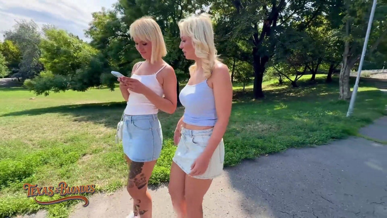Texas and blondes: Pan Texas dostane kouření v parku před bytem trojka creampie!