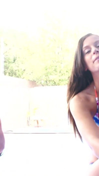 Brunette Teenie Models Have Lesbo Sex in Pool