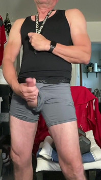 Jockdad87 Jerks a Load of Cum in Grey Underwear