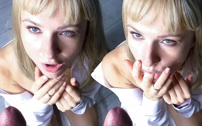 Laloka4you: Kåt sekreterare suger passionerat stor kuk och får sperma i...