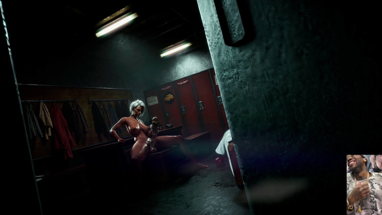 L6RD7BLU3 FUTA: Transgênero Ashe se masturbando enquanto a buceta careca Illari assiste,...