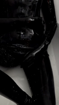 Rubber Slut Swallowing and Bathing in Milk