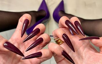 Dark Purple Long Nails Claws Palms Spreading Very Wide Pvc on Me