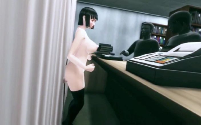 X Hentai: Sex în grup la Book Store - Hentai 3D 47