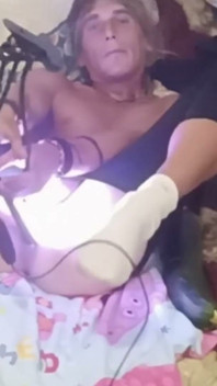Attractive Guy Fucking in Bed and Inserting Lights Into His Anus.