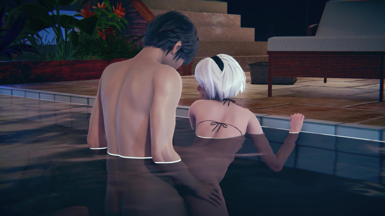 Waifu club 3D: 2B je ošukaná zezadu v bazénu