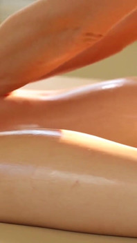 Blonde gets her body oiled and pussy licked