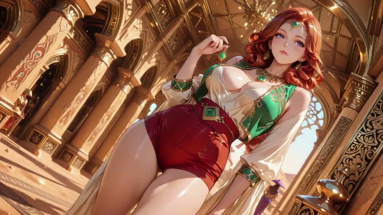 Tay Swift X: Lazy Seduction in the Desert Palace, Green and Red Tight...