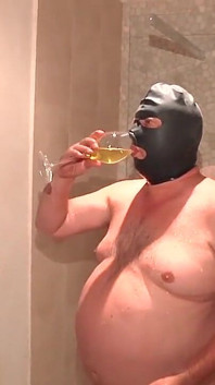 Tattooed Blonde Nurse Pisses in a Glass Then a Man Pisses in a Glass