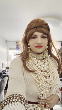 Crossdresser Walking Around the Apartment Showing High Heels and Lovely Pearls
