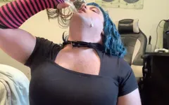 Cute Crossdresser in Chastity Milks Prostate with Hard Dildo Fucking