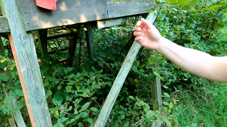 Bouncy Tits Action: Clamps on Nipples and Whipping Her Tits in the Woods