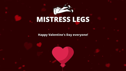 Mistress Legs: Nylon foot play with red plastic hearts in Valentine's Day