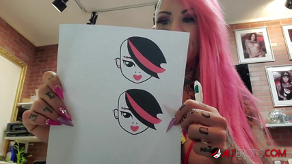 Alt Erotic: Evilyn Ink tattoos herself before masturbating
