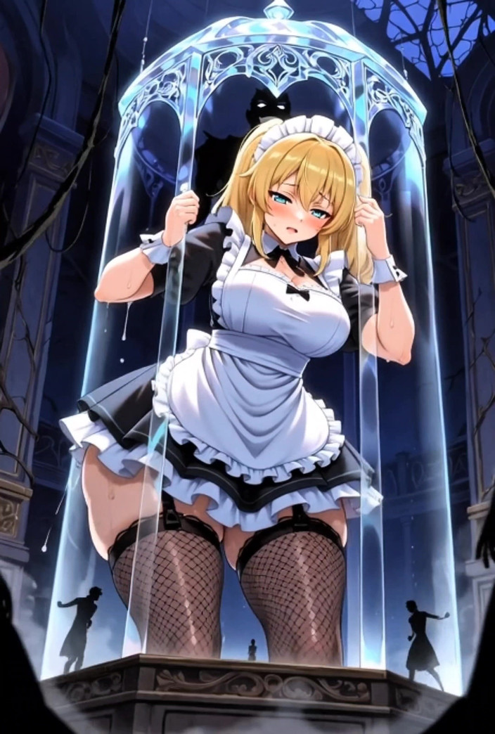 Stories&Anime: Господин наказывает покорную толстушку горничную в стеклянной клетке, возбужденную