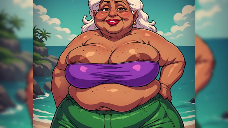 AI Porn: Spessa bbw donne indiane alla spiaggia ai