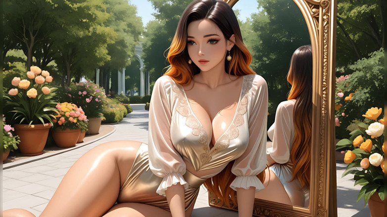 LustRender: สาวแก้ผ้าคนสวยกับผม Ombre เกาลัดต่อทองในสวนจัสมิน
