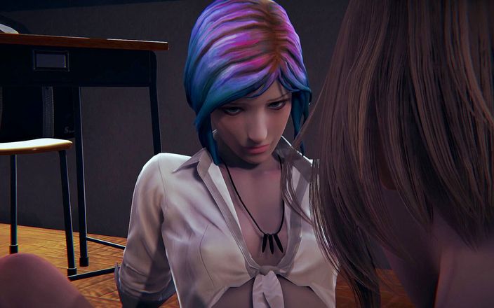 Waifu club 3D: Max and Chloe tribbing and cum together