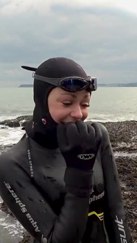 Rubbery Beach Encounter: Lucy's Neoprene Pussy Play with Stranger