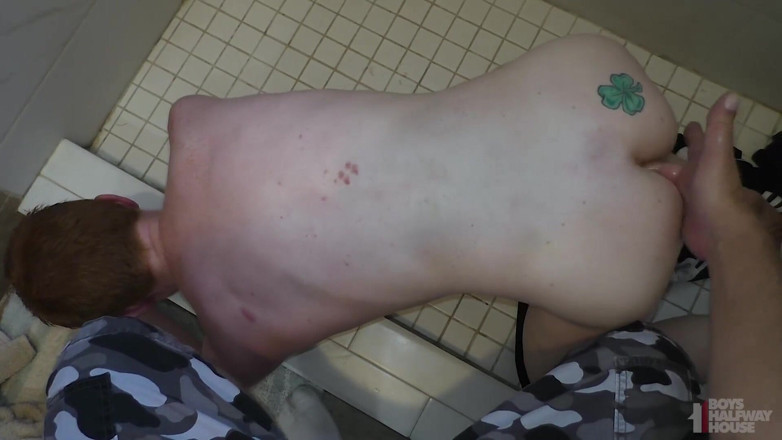 Boys half-way house: Ginger twink made to lick bathroom in humiliating rough bareback...