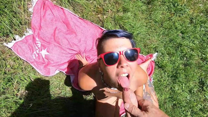 bekycarril: Another surprise blowjob in the forest