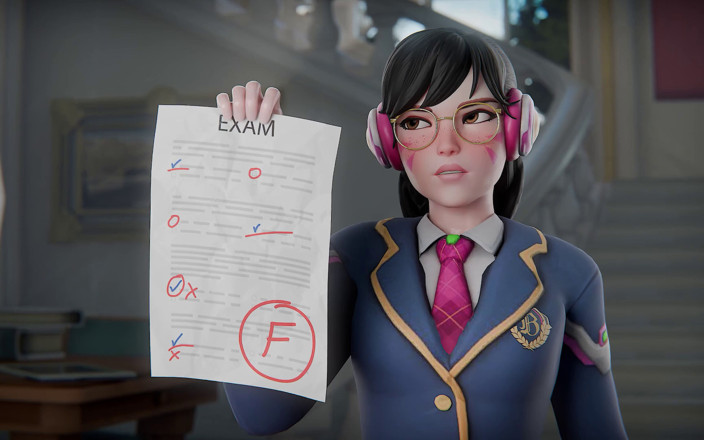 Orlikx: Overwatch D.va Bad Girl Academy - Ruins Test, Takes Mentor’s Cock...