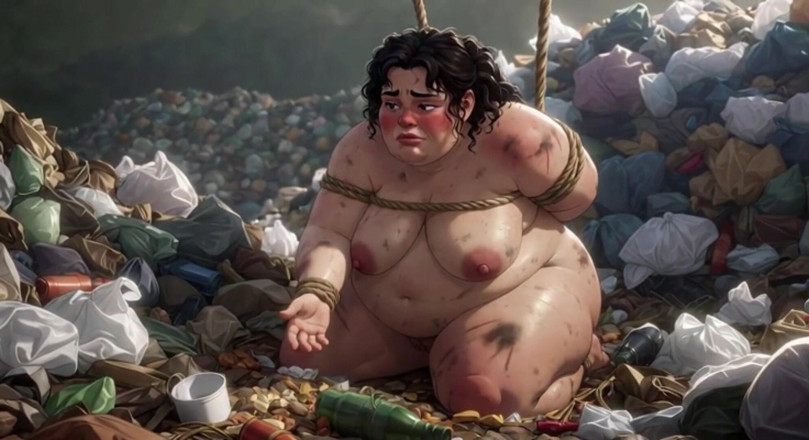 YOUR BEST FANTASY: Špinavá SSBBW svázaná v koši lízání potravin - Filthy Feeding Session