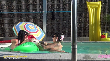 Domina Lady Vampira - SM Studio Femdom Empire: Carmen Rivera & Lady Vampira are celebrating a pool party with...