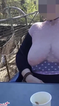 Small Café on the Terrace with a Transparent Top and a Mini Skirt No Panties