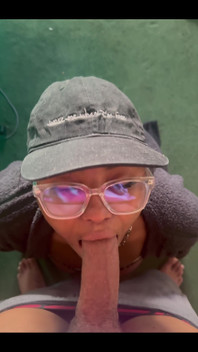 Nerdy Goth Girl Gets on Her Knees for a POV Blowjob