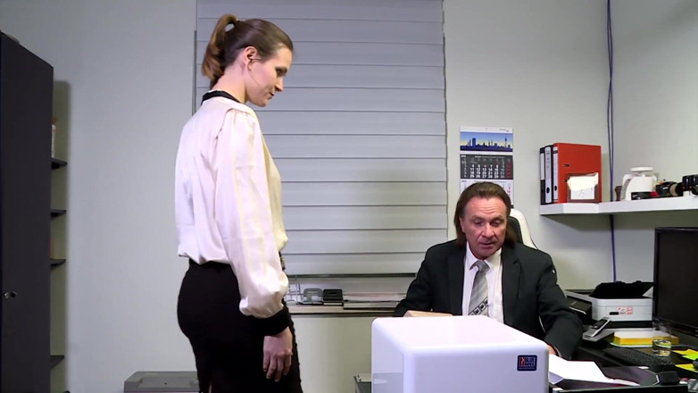 Chubby and horny and more: Horny brunette gets anally banged in the office