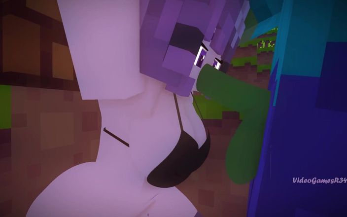 VideoGamesR34: Minecraft porno zombie neukt meisje ontspannend onder een boom